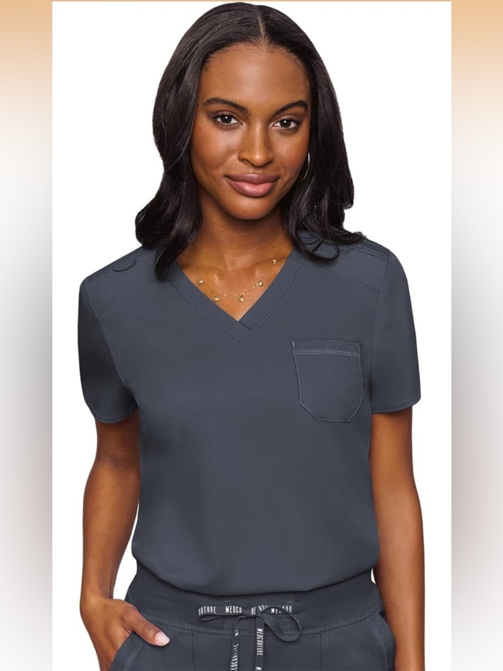 Med Couture Women’s XS Gray Scrub Top Uniform Top